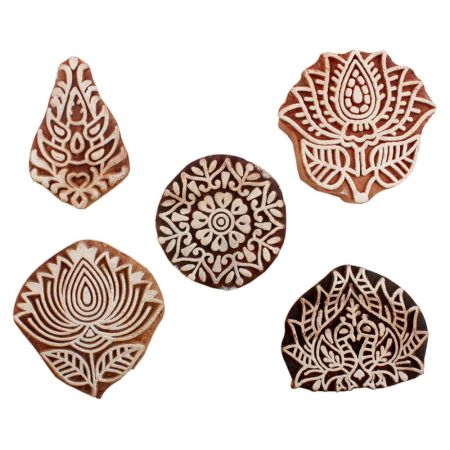 Set of 5 Piece New Mix Wooden Printing Blocks